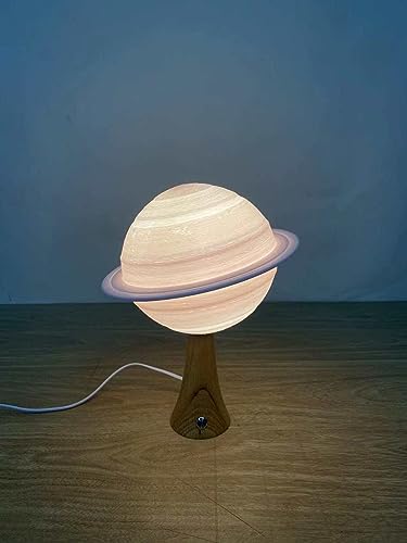 Beatiful 3D Rotating Saturn with Rings | 3 in 1 Colour Variations | Realistic 3D Printed Craters Theme | Spiritually Precious Lavish Gift | Positive Energy Emitter | BlueHaven International