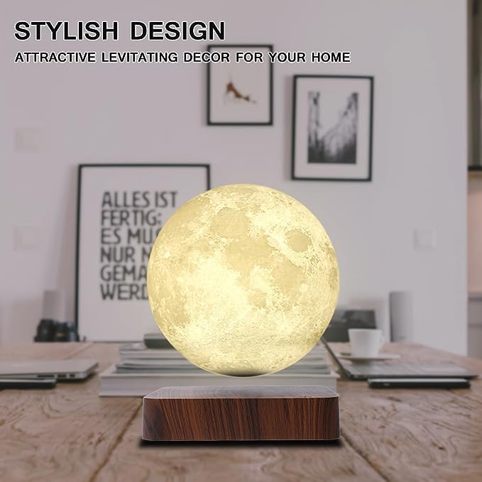 Levitating floating Rotating Moon | 3D Printed Realistic Craters | 3 Colours in 1 Product | Uniue Premium Model | Meditation | Positive Energy Emitter | BlueHaven International